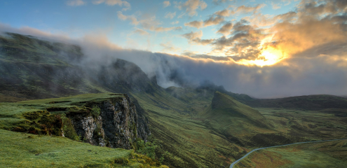 Valley covered in grass