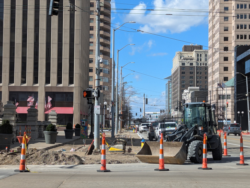 Construction on Main Street, in Dayton, OH